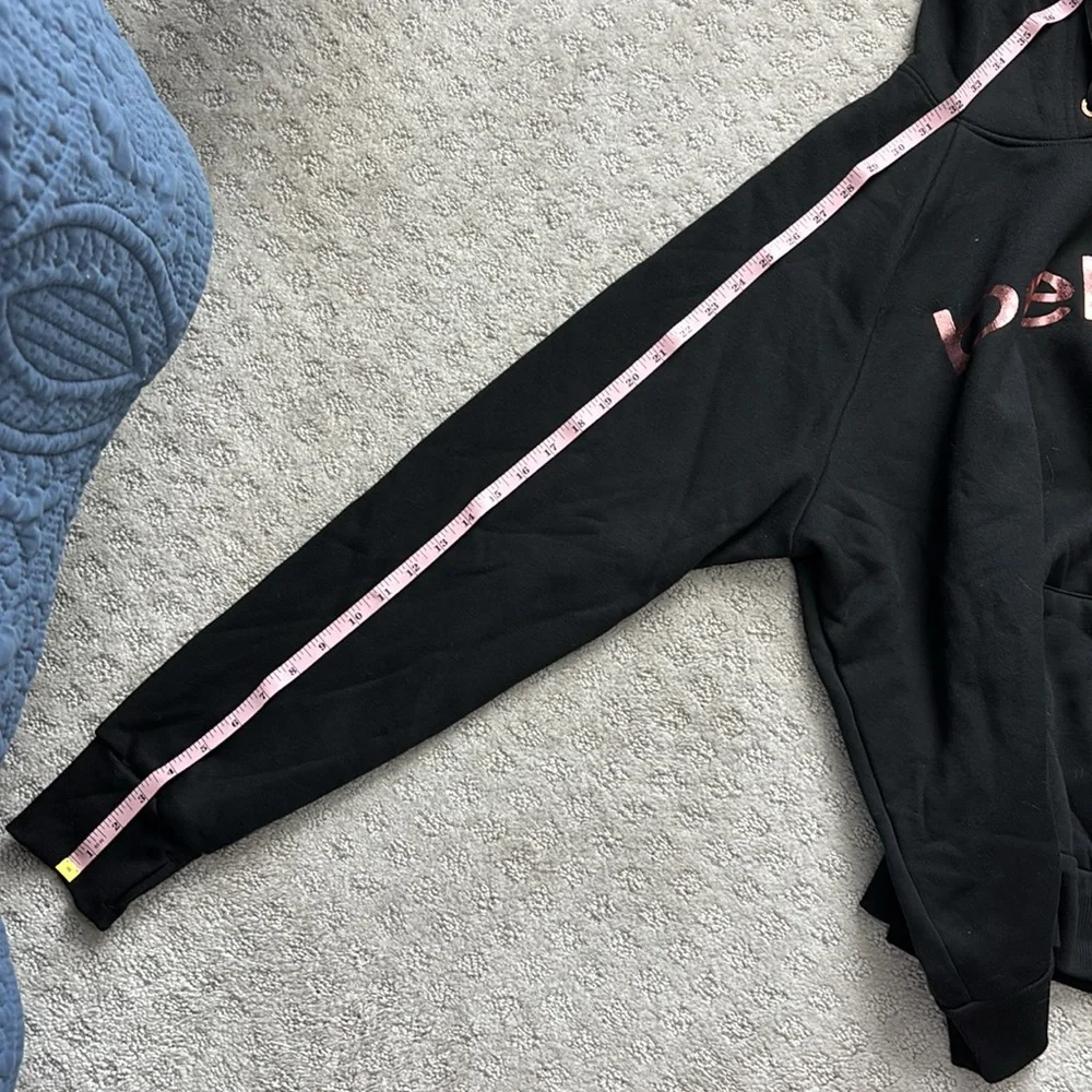 NWT Bebe Women’s Black & Rose Gold Foil Logo Hoodie – Size 2X - Picture 11 of 13